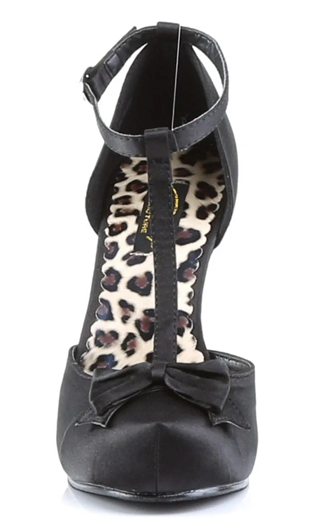 CUTIEPIE-12 Black Satin Heels