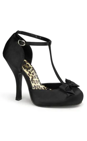 CUTIEPIE-12 Black Satin Heels