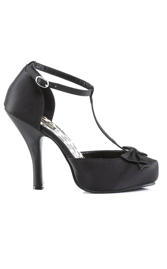 CUTIEPIE-12 Black Satin Heels