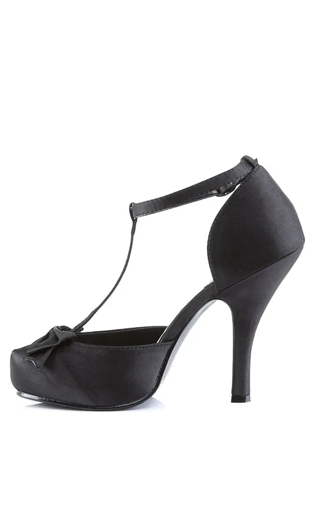 CUTIEPIE-12 Black Satin Heels