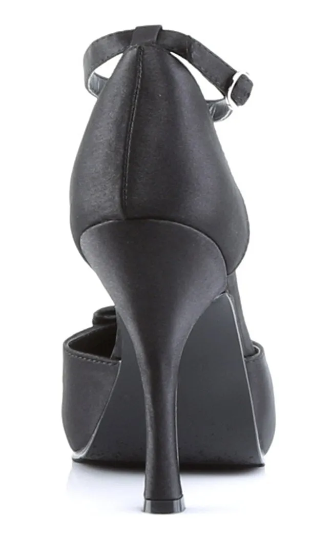 CUTIEPIE-12 Black Satin Heels