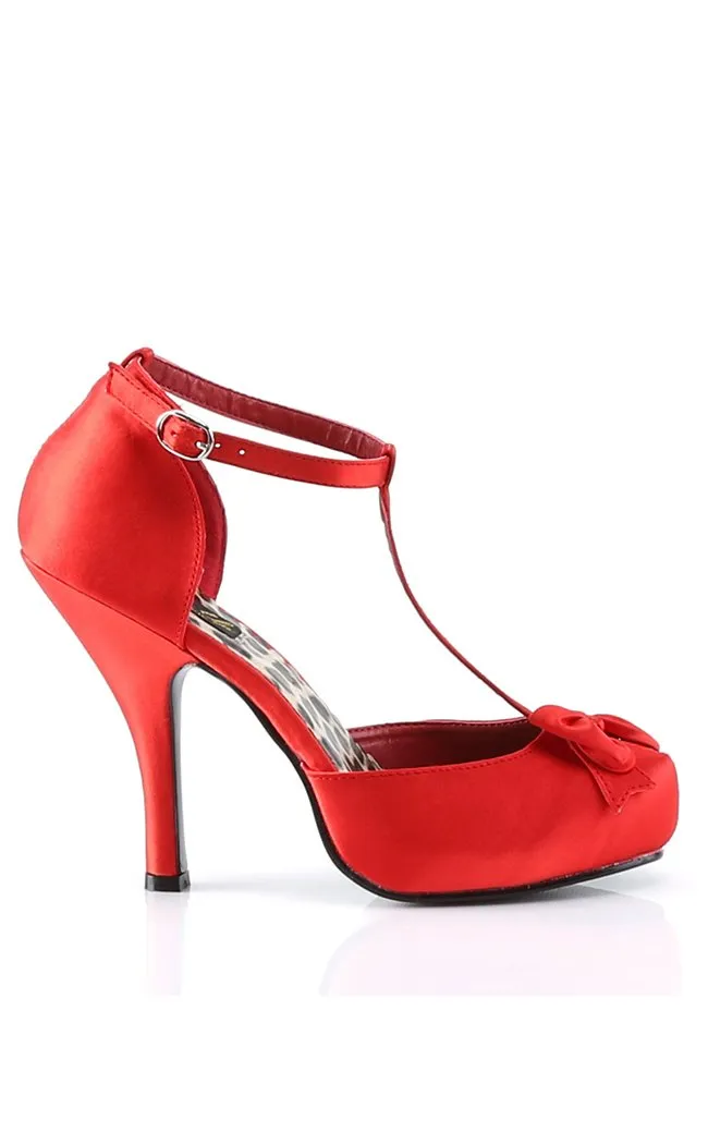 CUTIEPIE-12 Red Satin Heels