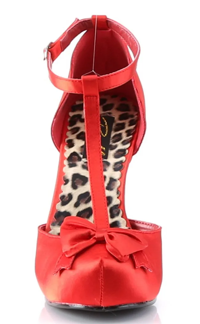 CUTIEPIE-12 Red Satin Heels