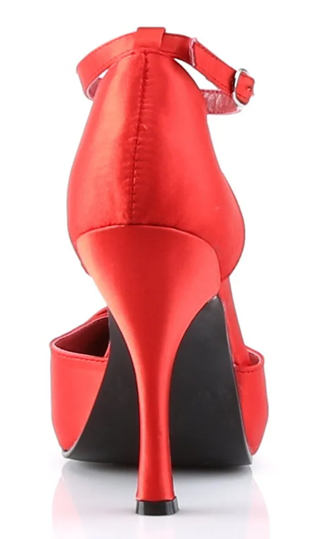 CUTIEPIE-12 Red Satin Heels