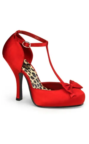 CUTIEPIE-12 Red Satin Heels