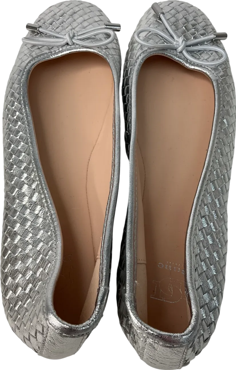 Dune Metallic Woven Leather Bow Detail Ballet Pumps UK 5 EU 38 👠