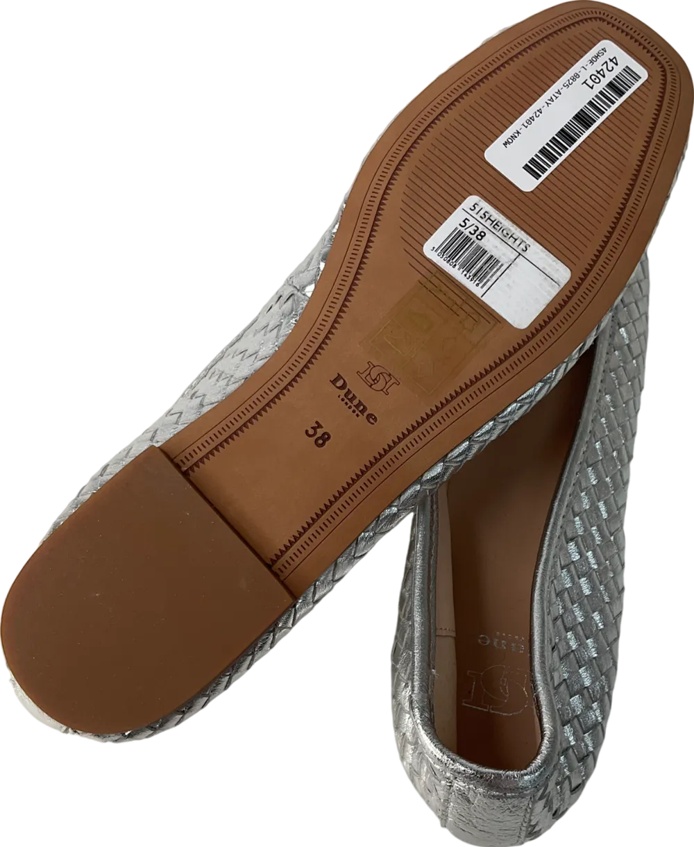 Dune Metallic Woven Leather Bow Detail Ballet Pumps UK 5 EU 38 👠