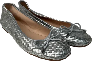 Dune Metallic Woven Leather Bow Detail Ballet Pumps UK 5 EU 38 👠