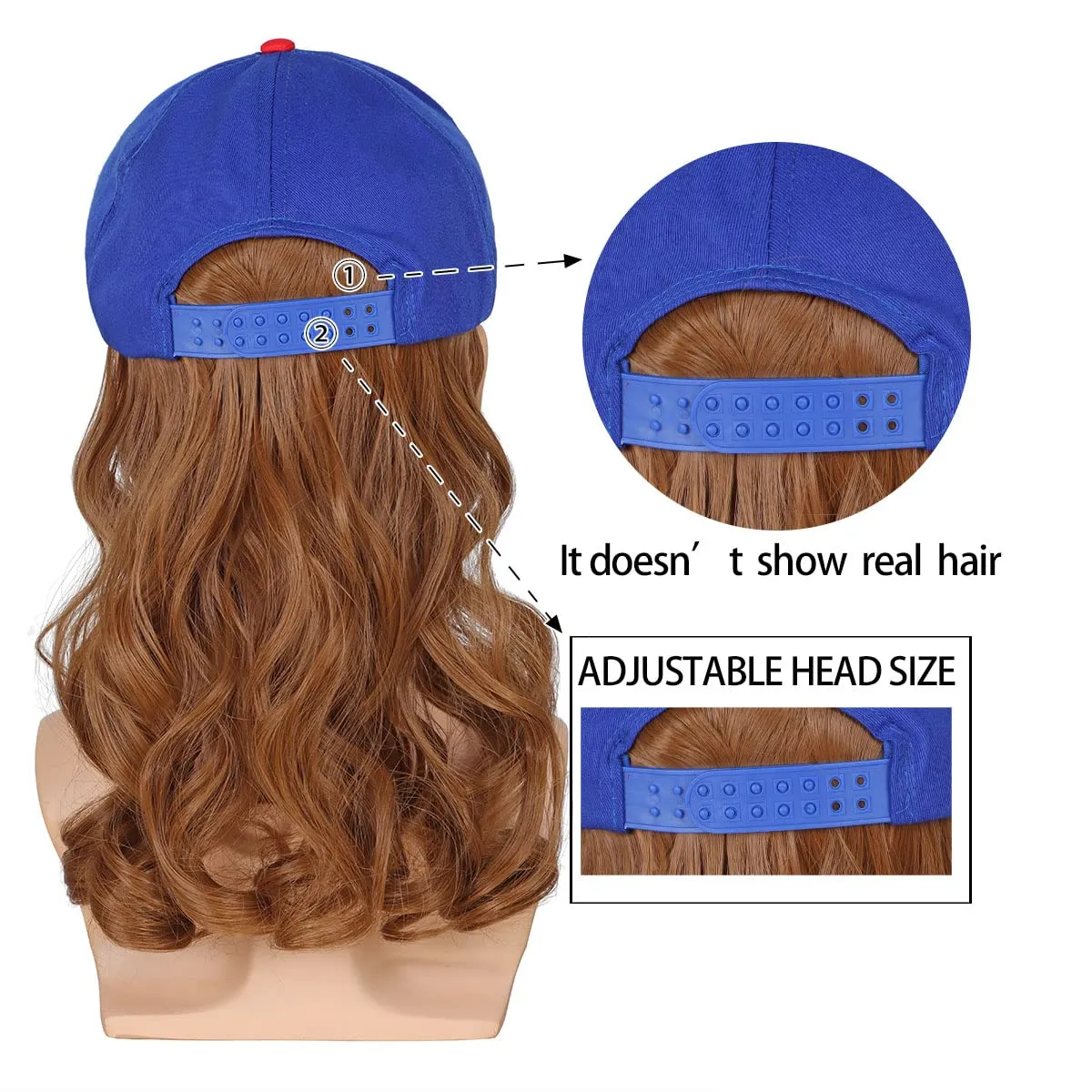 FantaLook Red White and Blue Mullet Brown Wig with Mustache for Men 4th of July