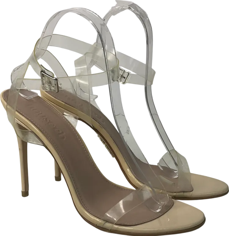 House of CB Cream Ghost Clear Straps Beige Leather Sandals UK 7 EU 40 👠