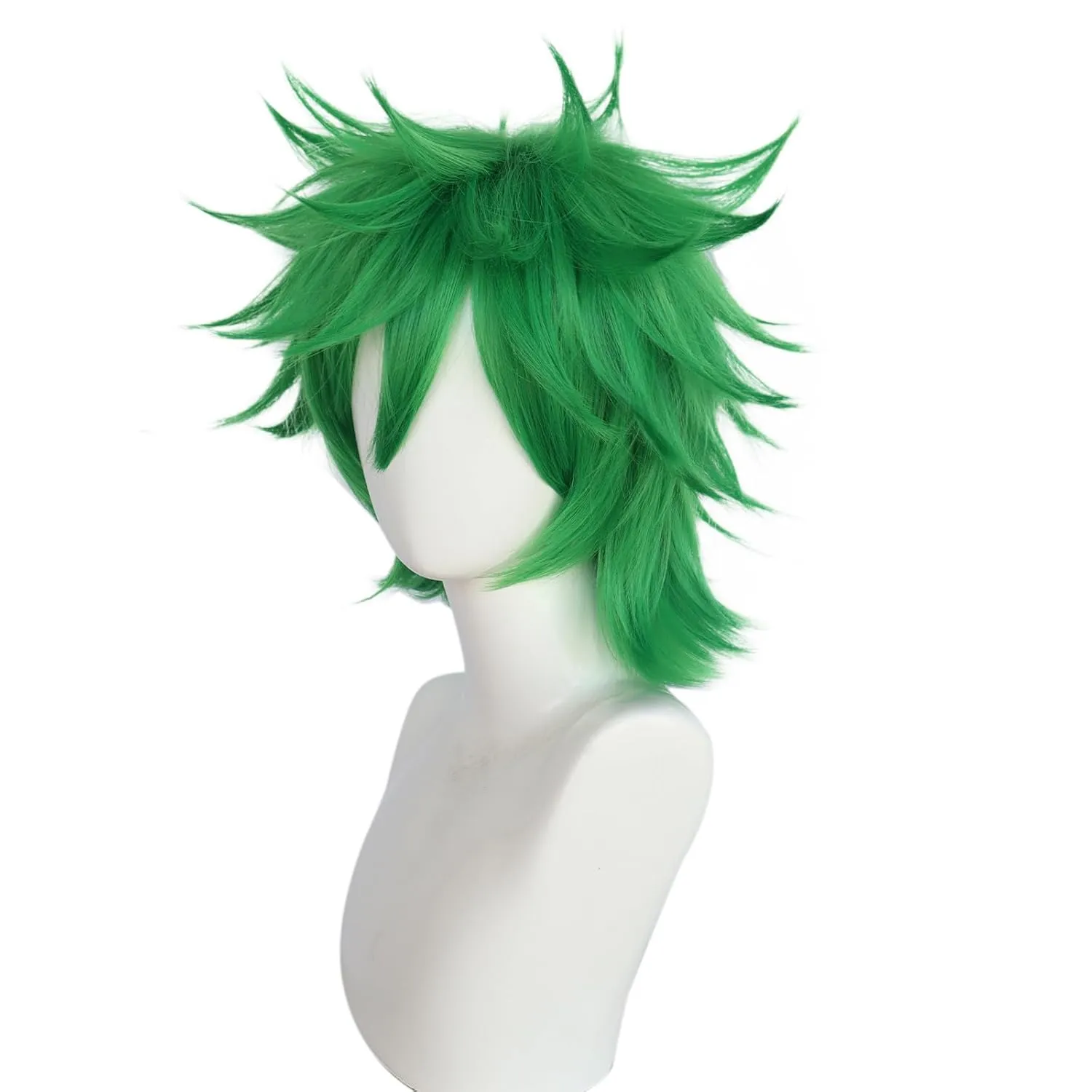 JoneTing St Patrick's Day Short Green Spiky Wigs?? Hair Cap?? for Men Spiky Greened Wig with Bangs Short Green Wig with Bangs Light Green Messsy Wigs Cosplay Halloween Theme Party Costume Outfit