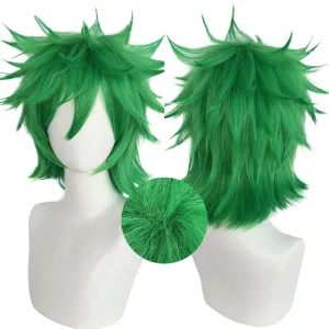 JoneTing St Patrick's Day Short Green Spiky Wigs?? Hair Cap?? for Men Spiky Greened Wig with Bangs Short Green Wig with Bangs Light Green Messsy Wigs Cosplay Halloween Theme Party Costume Outfit
