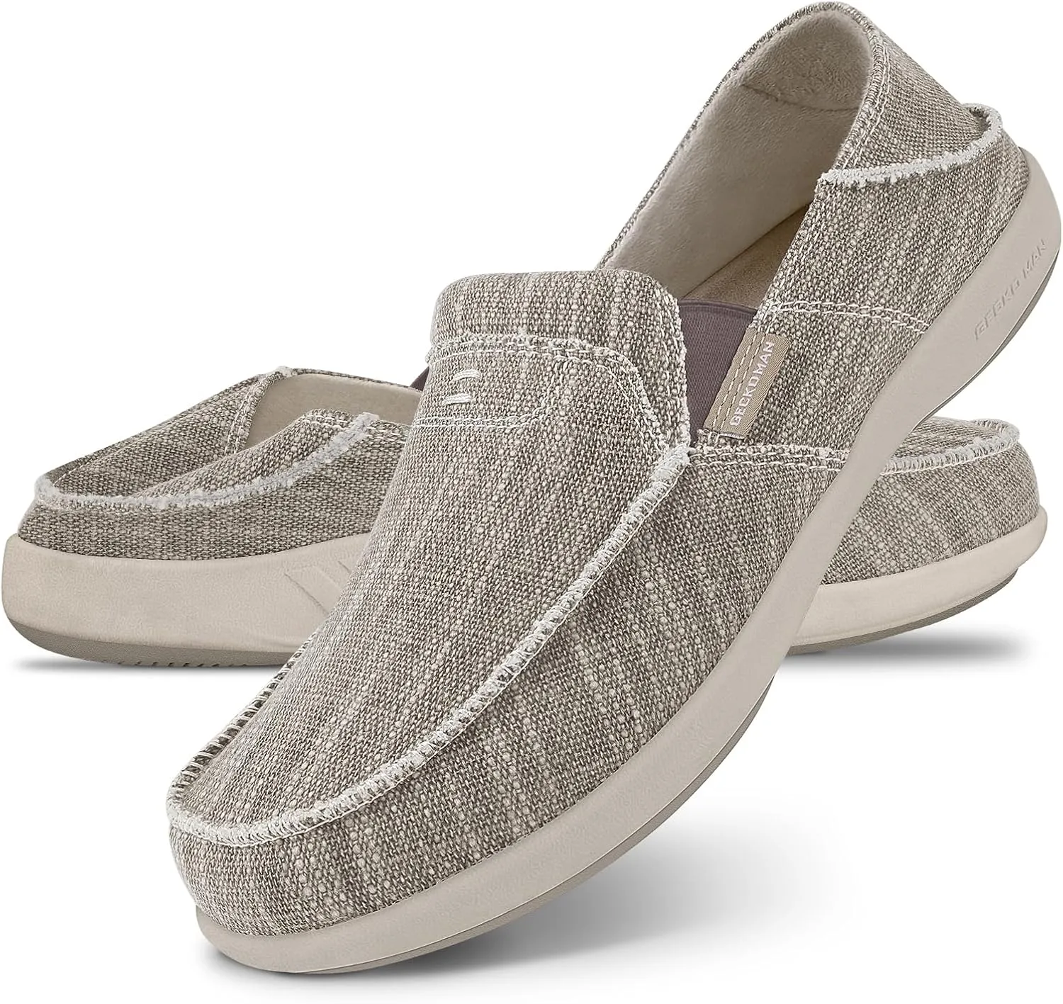 Mens Slip On Shoes, Mens Boat Shoes with Arch Support, Orthopedic Canvas Loafers for Plantar Fasciitis, Indoor & Outdoor Walking Slippers Shoes for Pain Relief