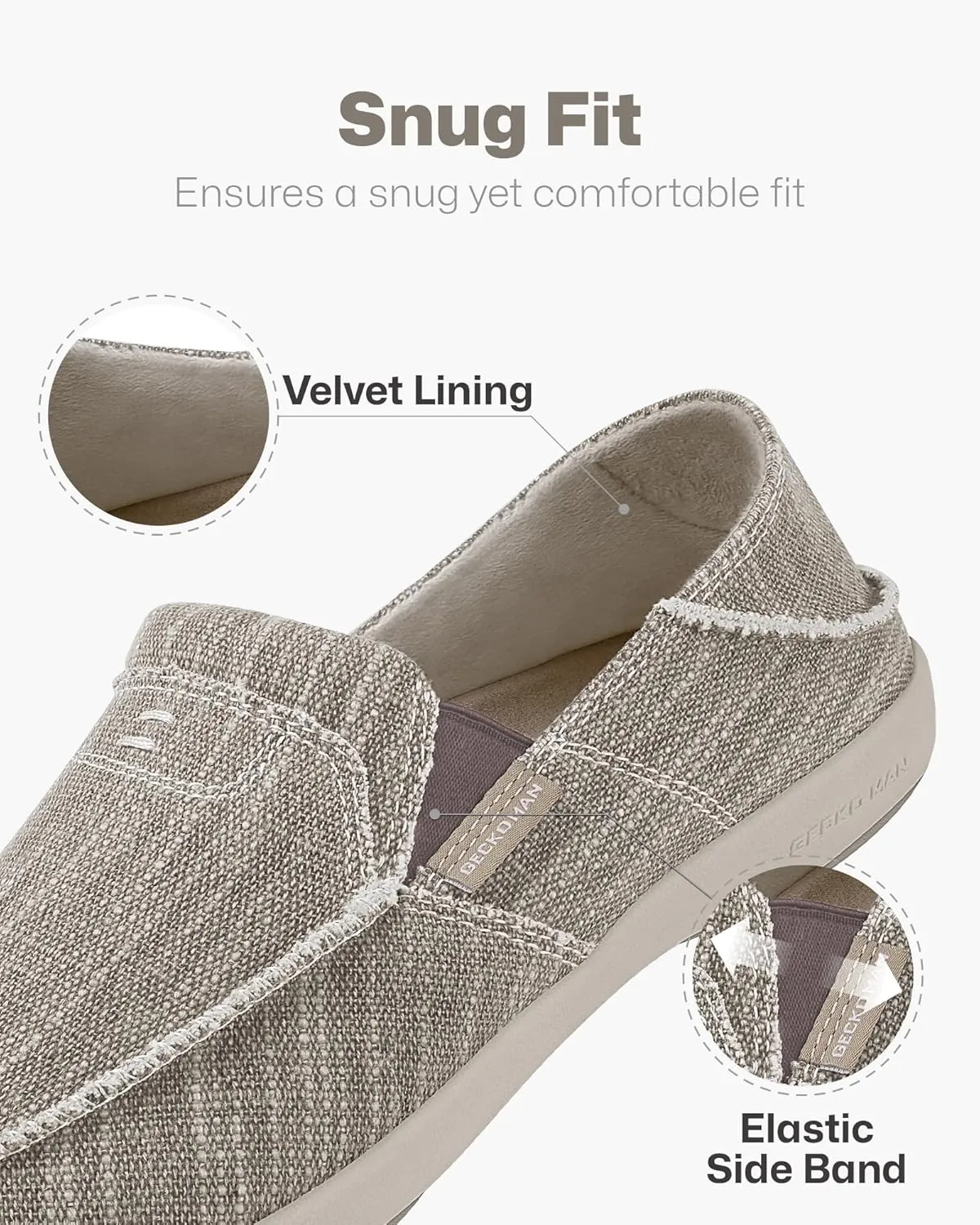 Mens Slip On Shoes, Mens Boat Shoes with Arch Support, Orthopedic Canvas Loafers for Plantar Fasciitis, Indoor & Outdoor Walking Slippers Shoes for Pain Relief