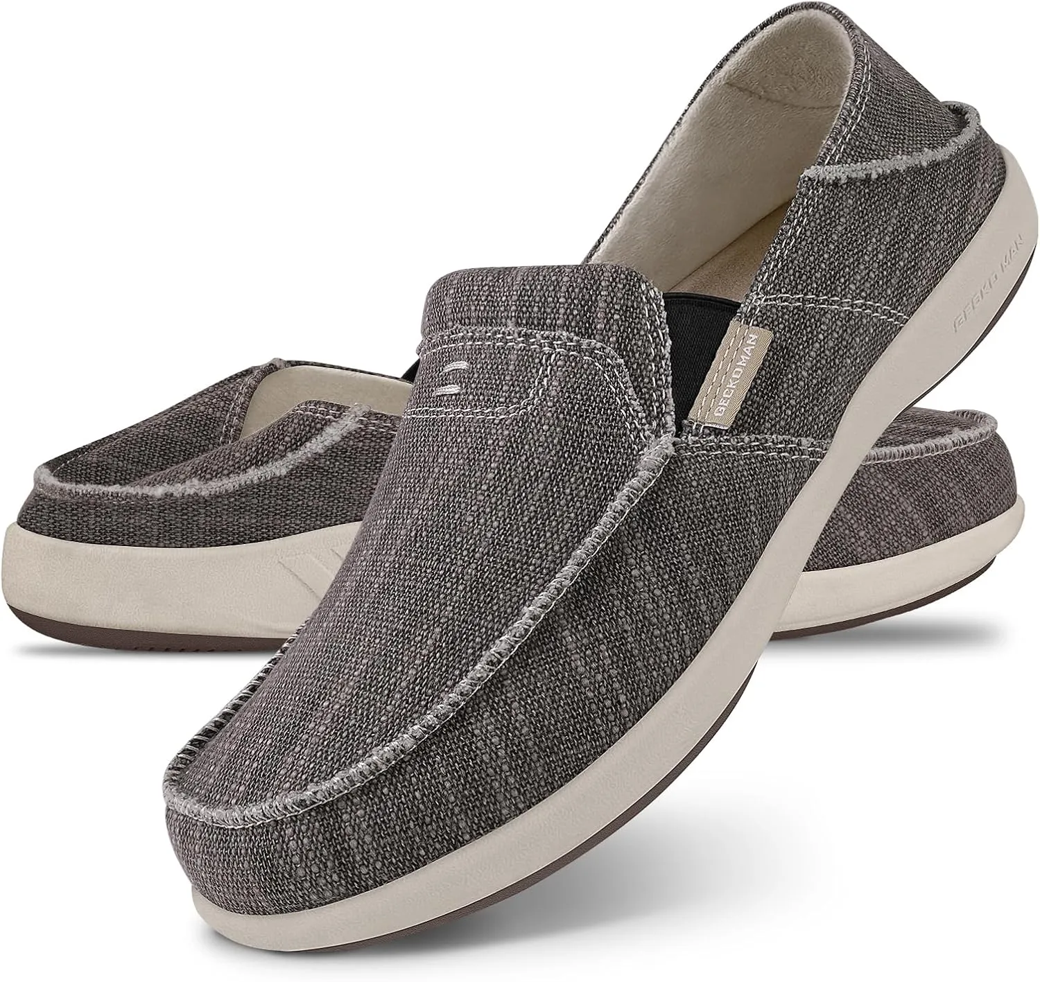 Mens Slip On Shoes, Mens Boat Shoes with Arch Support, Orthopedic Canvas Loafers for Plantar Fasciitis, Indoor & Outdoor Walking Slippers Shoes for Pain Relief