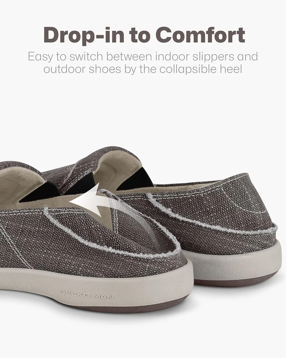 Mens Slip On Shoes, Mens Boat Shoes with Arch Support, Orthopedic Canvas Loafers for Plantar Fasciitis, Indoor & Outdoor Walking Slippers Shoes for Pain Relief