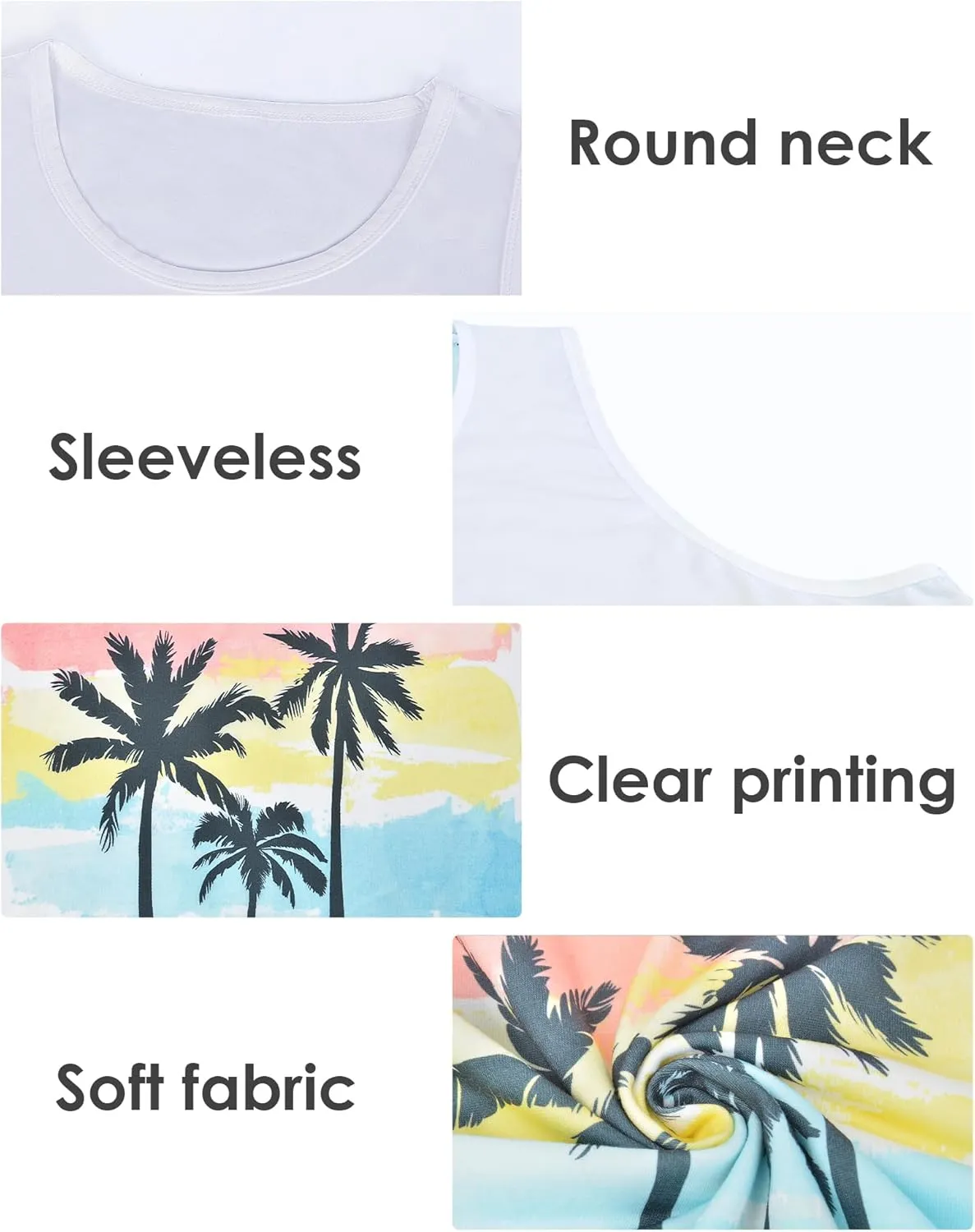 Nidoul Mens Beach Tank Tops Summer Graphic Palm Tree Sleeveless Shirts for Men Vacation Gym Running Workout Tank Top