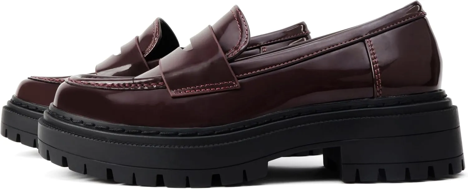 Soda Soho ~ Women Slip On Platform Heel Lug Sole Penny Loafer