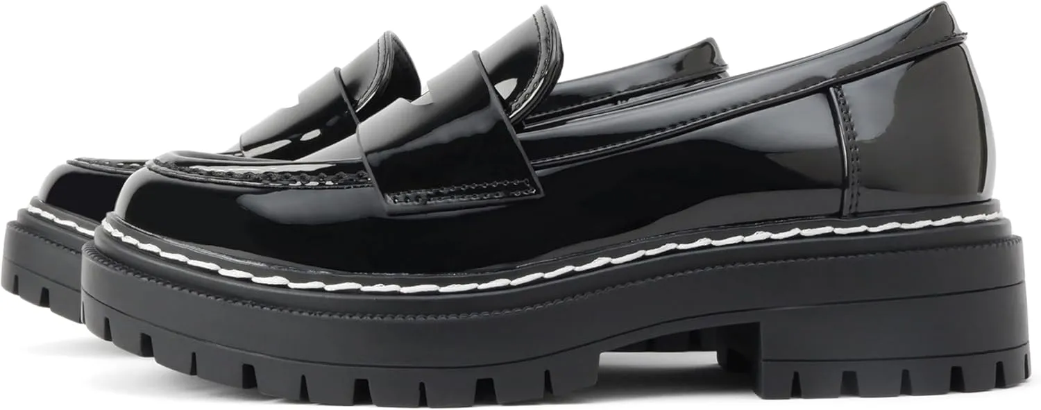 Soda Soho ~ Women Slip On Platform Heel Lug Sole Penny Loafer