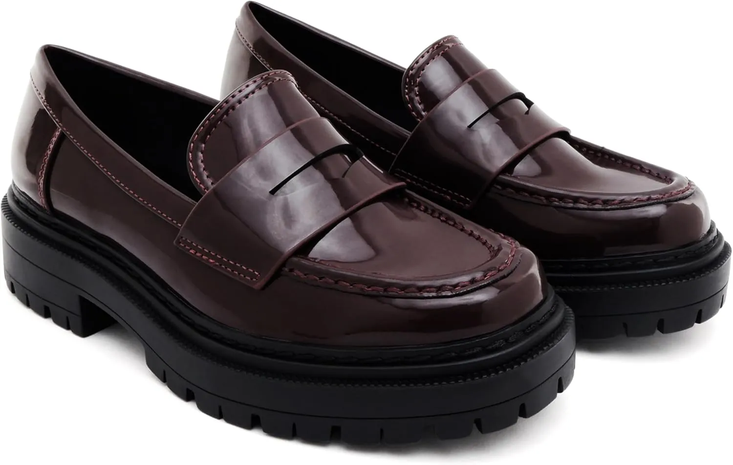 Soda Soho ~ Women Slip On Platform Heel Lug Sole Penny Loafer