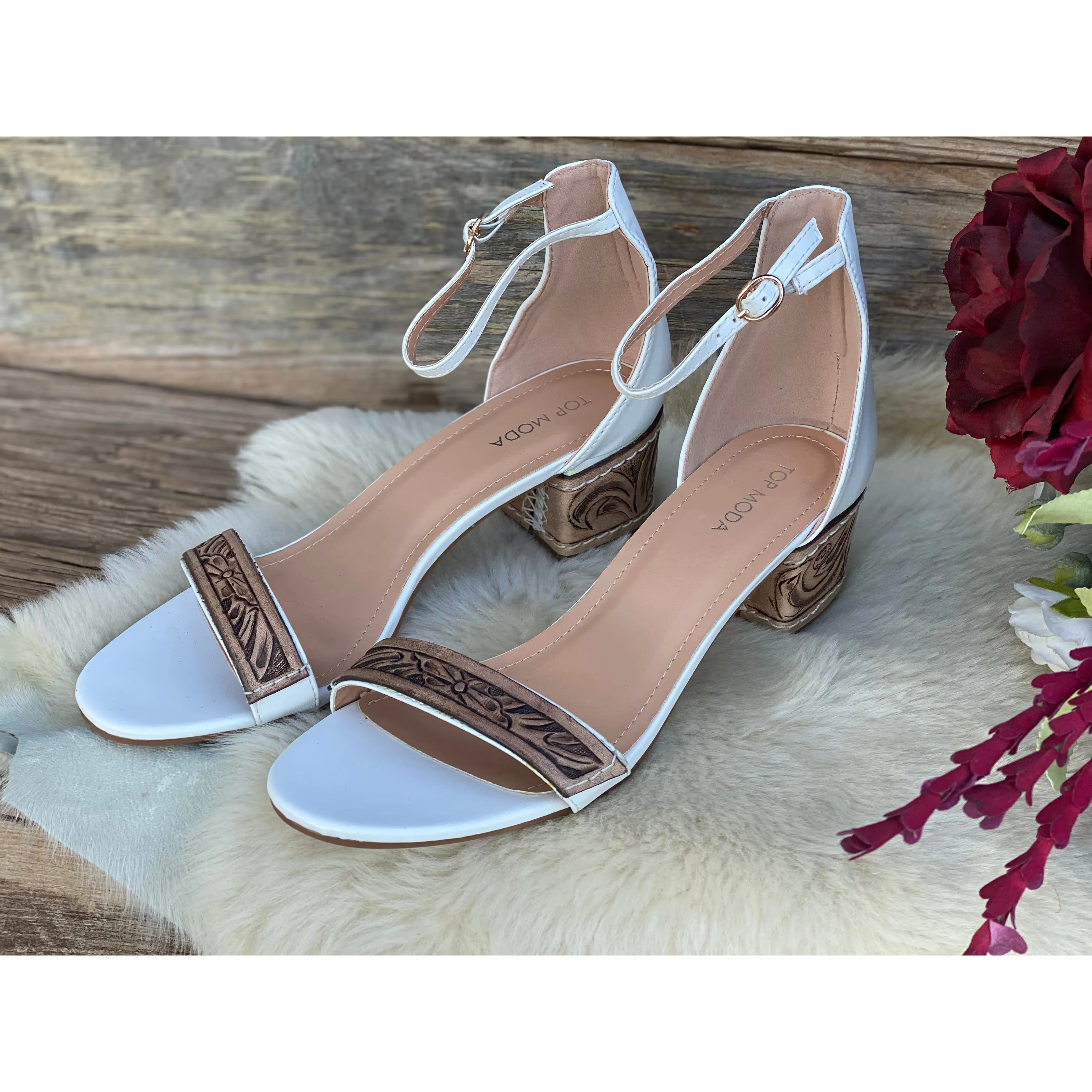 Tooled Heels 2 inch-White