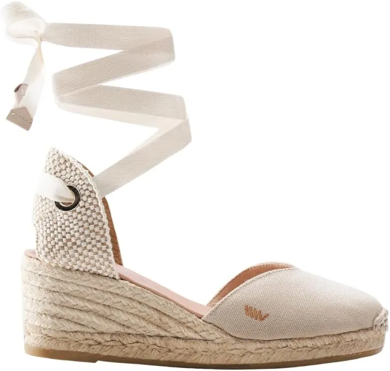 VISCATA Gava Canvas Wedge Handmade 2  Heel Women's Sandals with Breathable Cotton Canvas V-cut Vamp and 100% Natural Jute Midsole for all Casual Occasions