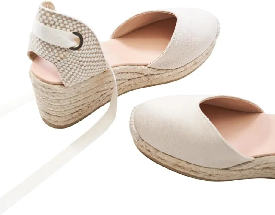 VISCATA Gava Canvas Wedge Handmade 2  Heel Women's Sandals with Breathable Cotton Canvas V-cut Vamp and 100% Natural Jute Midsole for all Casual Occasions