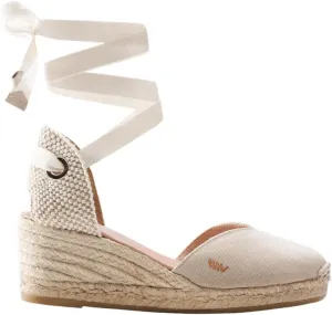 VISCATA Gava Canvas Wedge Handmade 2  Heel Women's Sandals with Breathable Cotton Canvas V-cut Vamp and 100% Natural Jute Midsole for all Casual Occasions