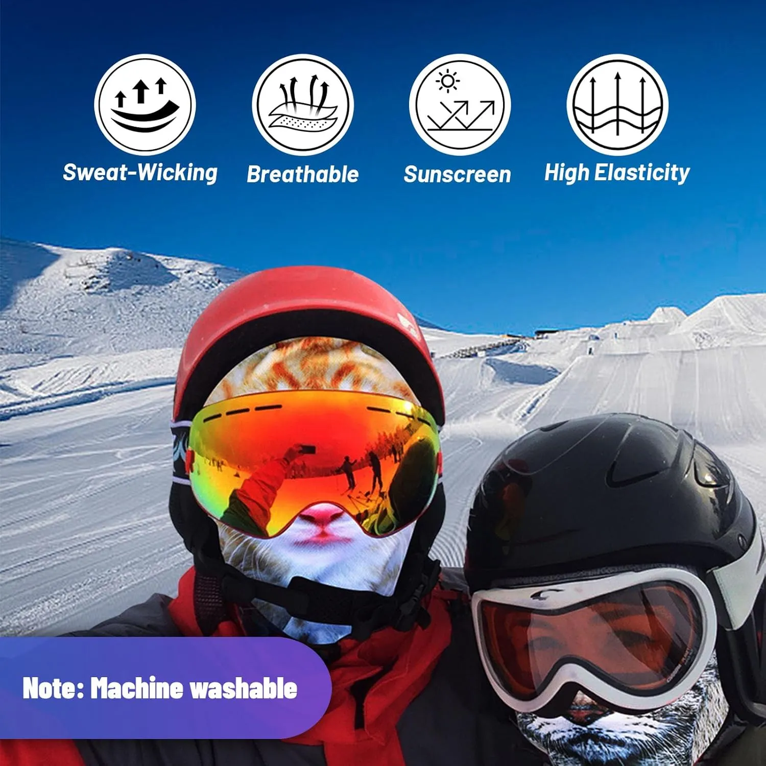 Winter Balaclava Cat Ski Mask Windproof with Ears Cute Full Face Shiesty Mask Animal Ski Face Mask for Outdoor Hiking Riding(2pcs-Type-A)